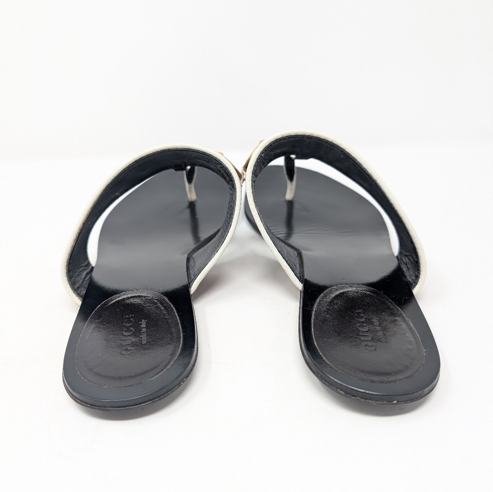Gucci Horse Bit Thong Sandals Flip Flops White Leather Size 40 - Picture 7 of 11